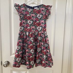 J.Crew Ruffle Shoulder Dress Made w/ Liberty Fabric Amelie Poppy Floral Girls 8